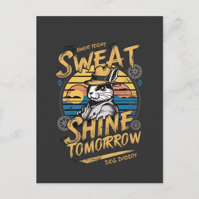 Carte Postale Vintage Rabbit Workout Motivation Art (Devant)