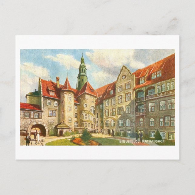 Carte Postale Vintage Rathaus Bielfeld Allemagne (Devant)