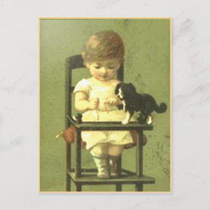 Carte Postale vintage Rebut Avec Bébé Doux