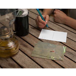 Carte Postale Vintage Red Dragonfly Note Botanique Personnalisée