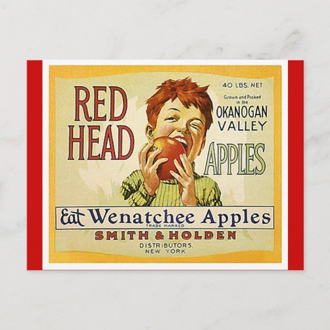 Carte postale vintage Red Head Washington Apples (Devant)