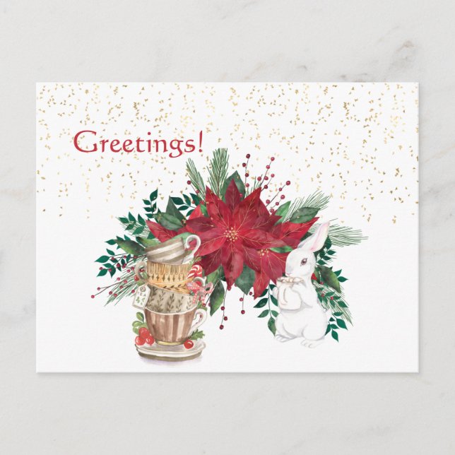 Carte Postale Vintage Red Poinsettia (Devant)