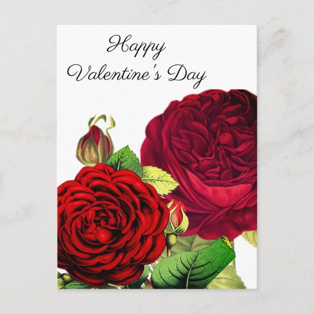Carte postale vintage Red Roses Valentine's Day (Devant)