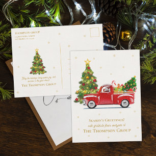 Carte Postale Vintage Red Truck Christmas Tree Business Holiday