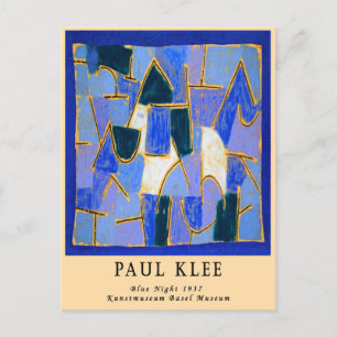 Carte Postale Vintage Remixe Paul Klee Bleu Abstrait Bauhaus