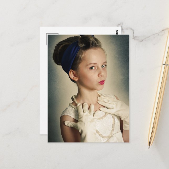 Carte Postale Vintage rétro (Devant/Arrière en situation)