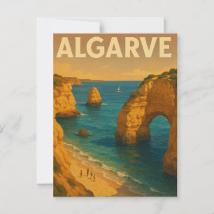 Carte Postale Vintage Retro Algarve Portugal Travel