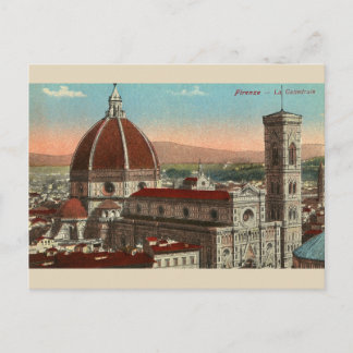 Carte Postale Vintage Retro Art Florence Italie Italia Cathédral