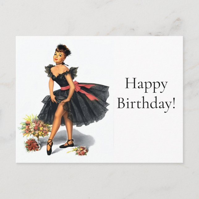 Carte postale vintage rétro de danseuse de ballet  (Devant)