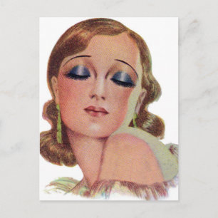 Carte Postale Vintage Retro femmes 20 ans maquiller l'oeil ombre