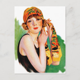 Carte Postale Vintage Retro Femmes 20s Déco Flapper Girl Pin Up