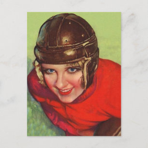 Carte Postale Vintage Retro Femmes Football Gridiron Girl