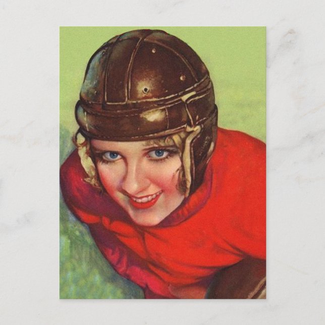 Carte Postale Vintage Retro Femmes Football Gridiron Girl (Devant)
