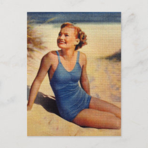 Carte Postale Vintage Retro Femmes Quarties maillot de bain beau