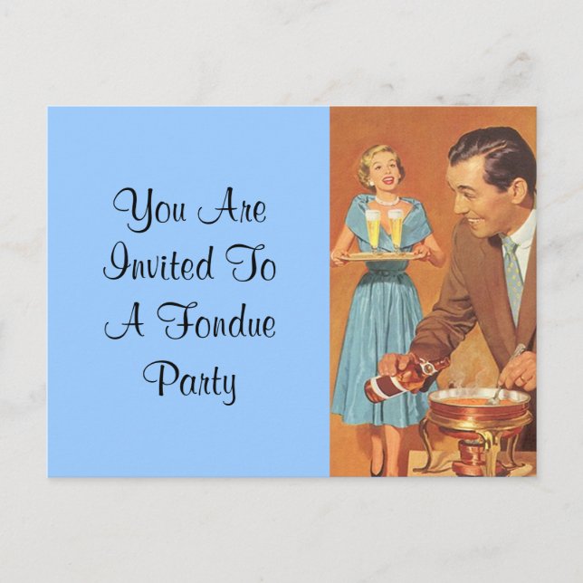 Carte Postale Vintage Retro Fun Fondue Party Invit (Devant)