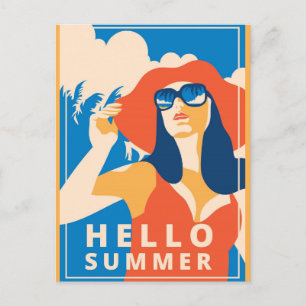 Carte postale vintage Retro Hello Summer