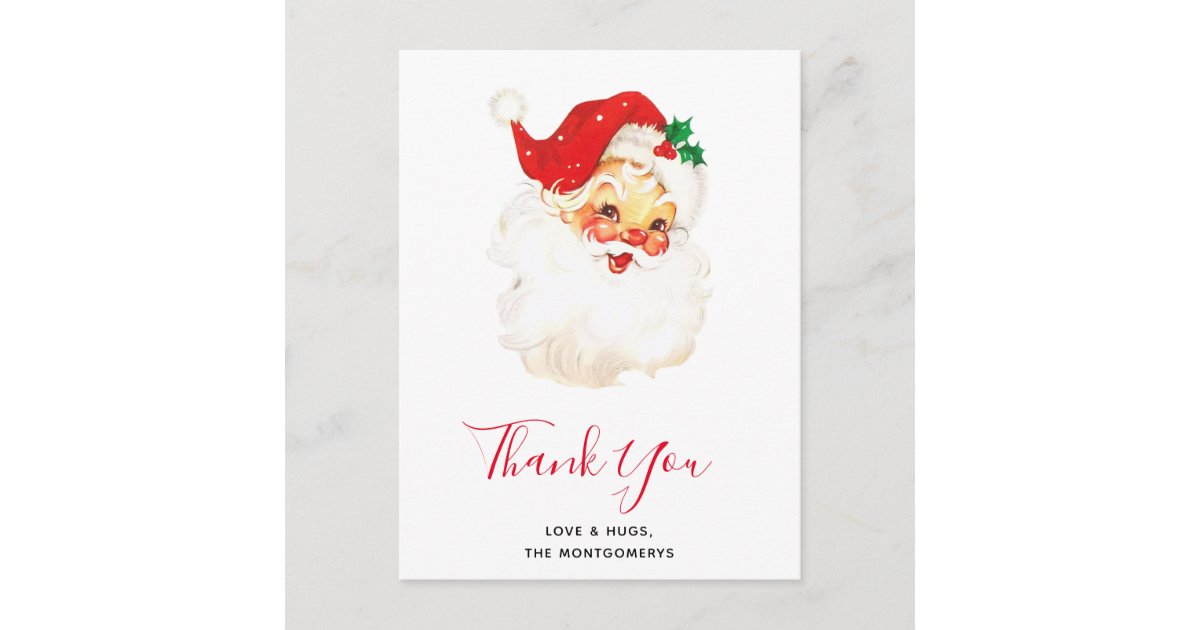 Carte Postale Vintage Retro Jolly Vieux Pere Noel Merci Zazzle Fr