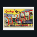 Carte postale vintage Retro Kitsch Oakland<br><div class="desc">Carte Postale vintage Retro Kitsch Oakland California Big Letter Style. Cartes postales classiques "big letter",  "salutations from" style voyage des années quarante et cinquante! Couleurs vives,  typographie soignée !</div>