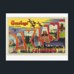 Carte postale vintage Retro Kitsch Oakland<br><div class="desc">Carte Postale vintage Retro Kitsch Oakland California Big Letter Style. Cartes postales classiques "big letter",  "salutations from" style voyage des années quarante et cinquante! Couleurs vives,  typographie soignée !</div>