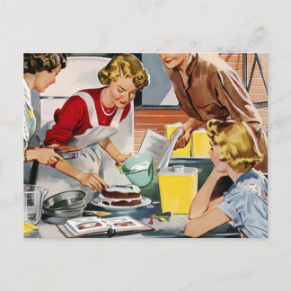 Carte Postale Vintage Rétro Ladies Making a Cake