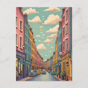 Carte Postale vintage retro pastel Dublin Irlande