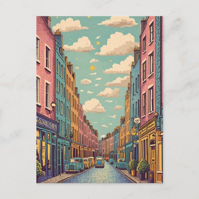 Carte Postale vintage retro pastel Dublin Irlande (Devant)