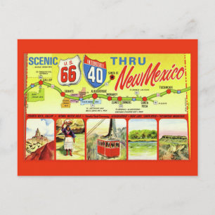Carte Postale Vintage Retro Route 66 Pittoresque Nouveau-Mexique