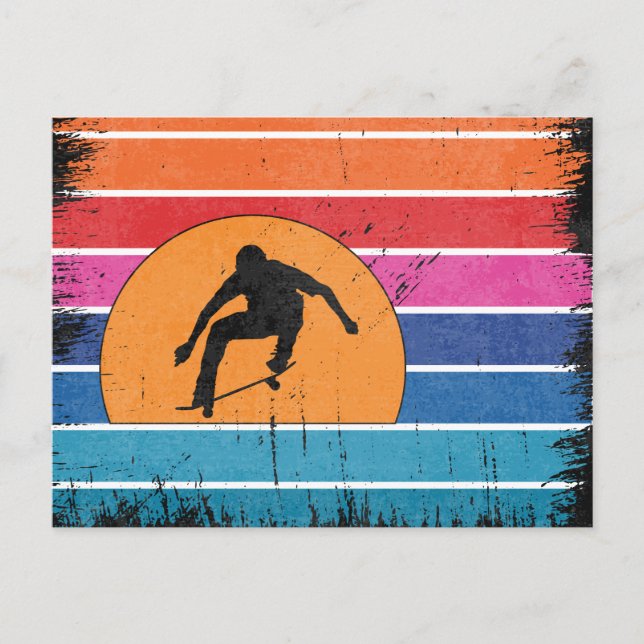 Carte Postale Vintage Retro Skateboard Skater Skateboarder (Devant)