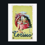 Carte Postale Vintage rétro Turin Torino Voyage italien<br><div class="desc">D'une affiche publicitaire vintage de voyage dans un style quelque peu naïf, montrant un panier cadeau avec quelques-unes des attractions touristiques de Turin. En plus d'être le siège de 2 équipes de football de ligue majeure et l'hôte des Jeux Olympiques de 2006, Turin est une ville et un centre d'affaires...</div>