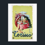 Carte Postale Vintage rétro Turin Torino Voyage italien<br><div class="desc">D'une affiche publicitaire vintage de voyage dans un style quelque peu naïf, montrant un panier cadeau avec quelques-unes des attractions touristiques de Turin. En plus d'être le siège de 2 équipes de football de ligue majeure et l'hôte des Jeux Olympiques de 2006, Turin est une ville et un centre d'affaires...</div>