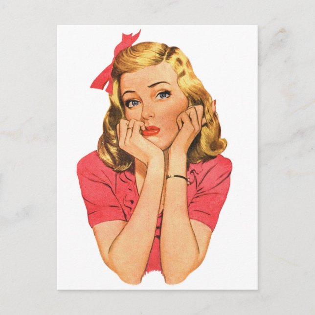 Carte Postale Vintage Retro Women Advertisement Girl 'Whatever' (Devant)