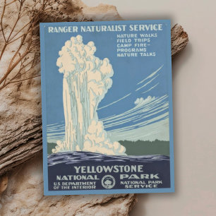 Carte Postale Vintage Retro Yellowstone National Park Travel
