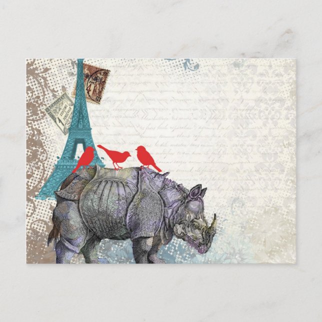 Carte Postale Vintage rhino (Devant)