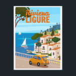 Carte Postale Vintage Riviera ligature Europe Italie Voyage<br><div class="desc">vintage,  rétro,  voyage,  moderne,  aquarelle,  classique,  italien,  ligature Riviera,  Europe,  Italie, </div>