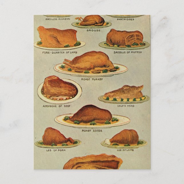 Carte Postale Vintage Roast Meat Illustration (Devant)