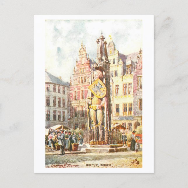 Carte Postale Vintage Roland Statue, Bremen, Germany (Devant)