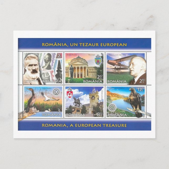 Carte Postale Vintage Romania Stamp Set  (Devant)