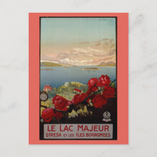 Carte Postale Vintage romantique Lac Majeur Italie Voyage