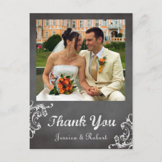 Carte Postale Vintage romantique tableau noir mariage merci