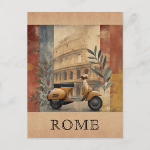 Carte Postale Vintage Rome Italie Scooter Colisée Voyage