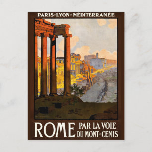 Carte Postale Vintage Rome Travel Publicité Europe Tourisme