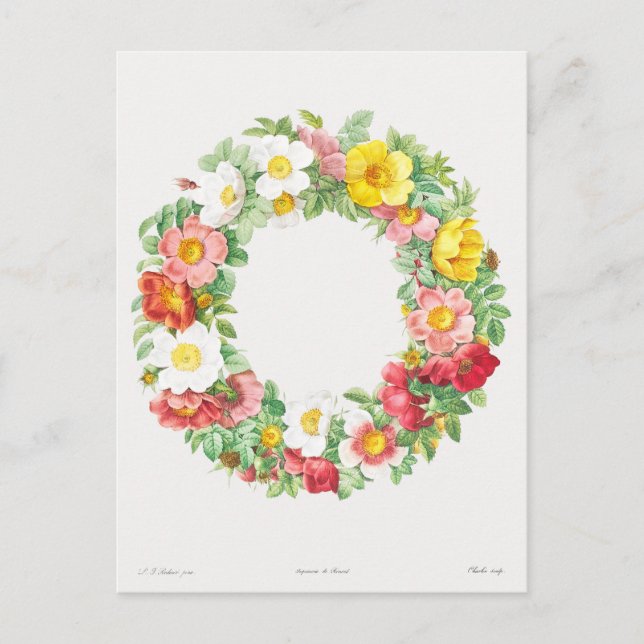 Carte postale Vintage rose Wreath (Devant)