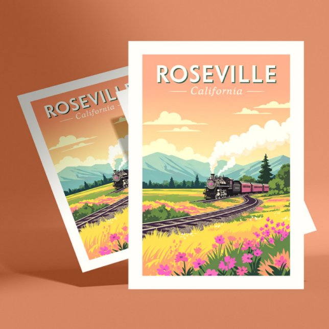 Carte Postale Vintage Roseville Californie (Créateur téléchargé)