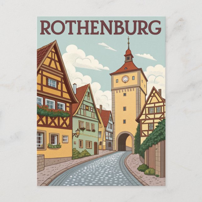 Carte Postale Vintage Rothenburg ob der Tauber City (Devant)