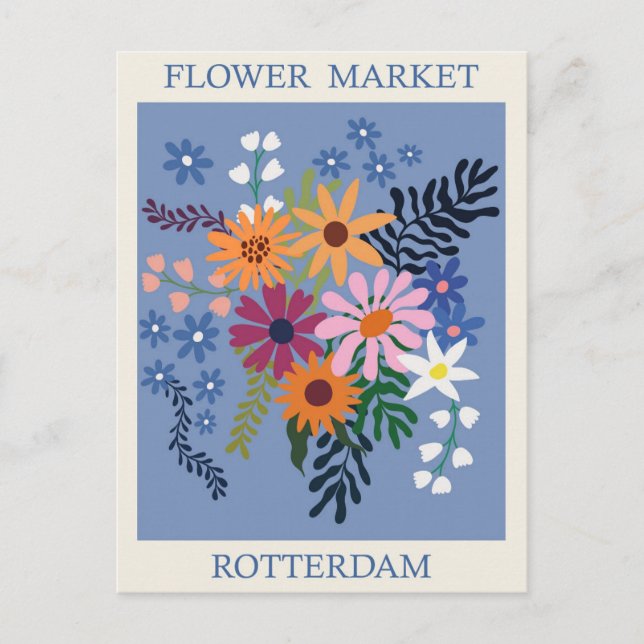 Carte Postale Vintage Rotterdam Holland Flower Market Travel (Devant)
