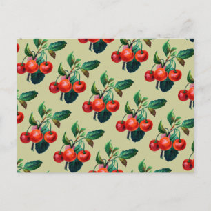 Carte Postale Vintage Rouge cerises Fruit Fond d'écran Motif