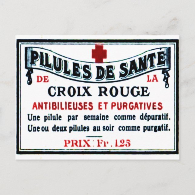 Carte postale vintage Rouge Étiquette (Devant)