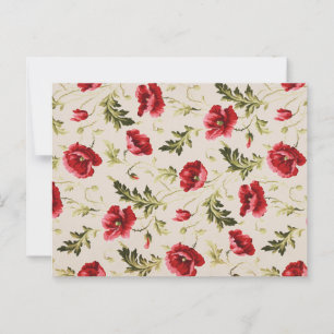 Carte Postale Vintage rouge pavot motif