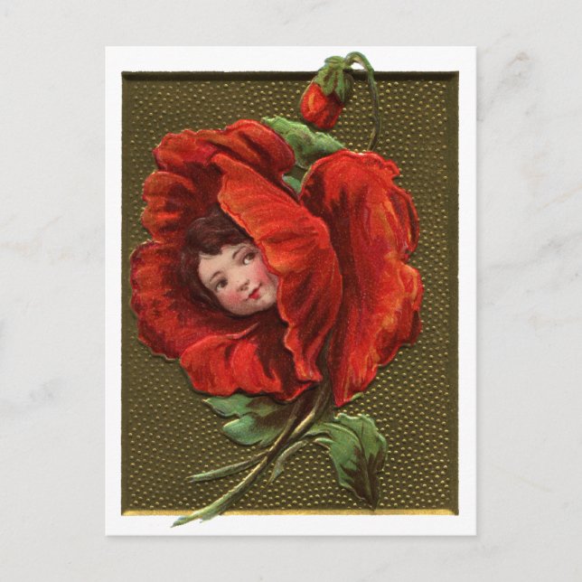 Carte Postale Vintage rousse fille (Devant)