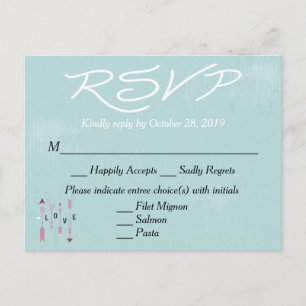 Carte postale vintage RSVP Blue Grunge Mariage / P
